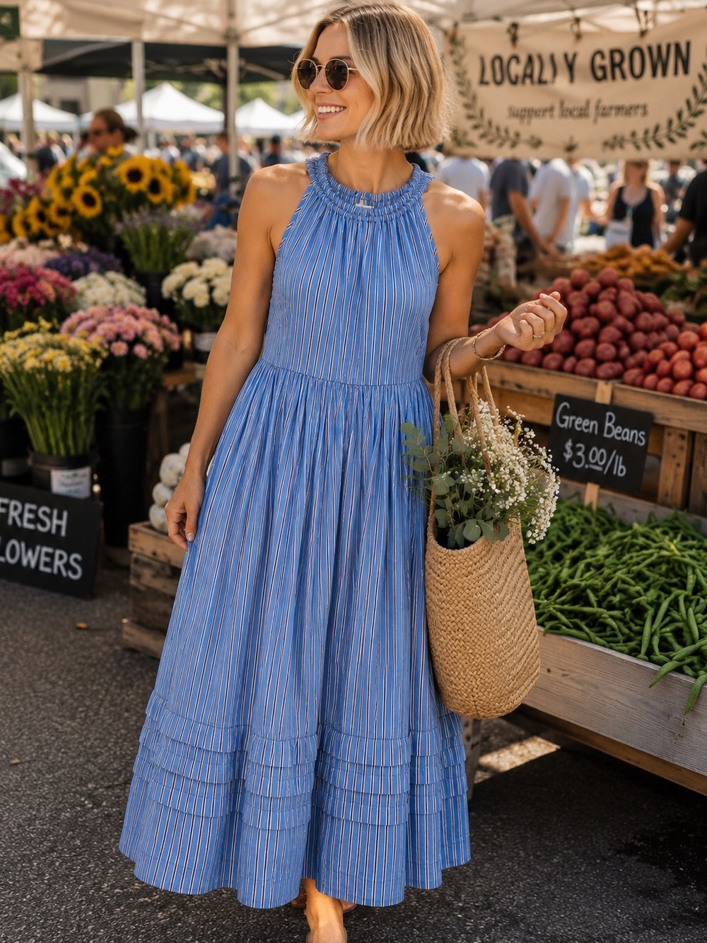 NWT Blue Sleeveless Halter Maxi Dress by SUNDRY